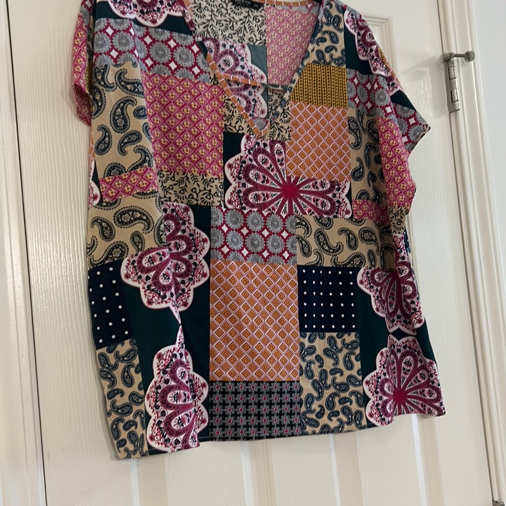 Shein multi pattern shirt